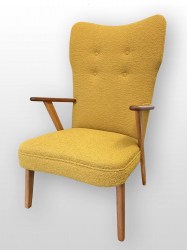 Danish High Back Chair in Boucle Wool